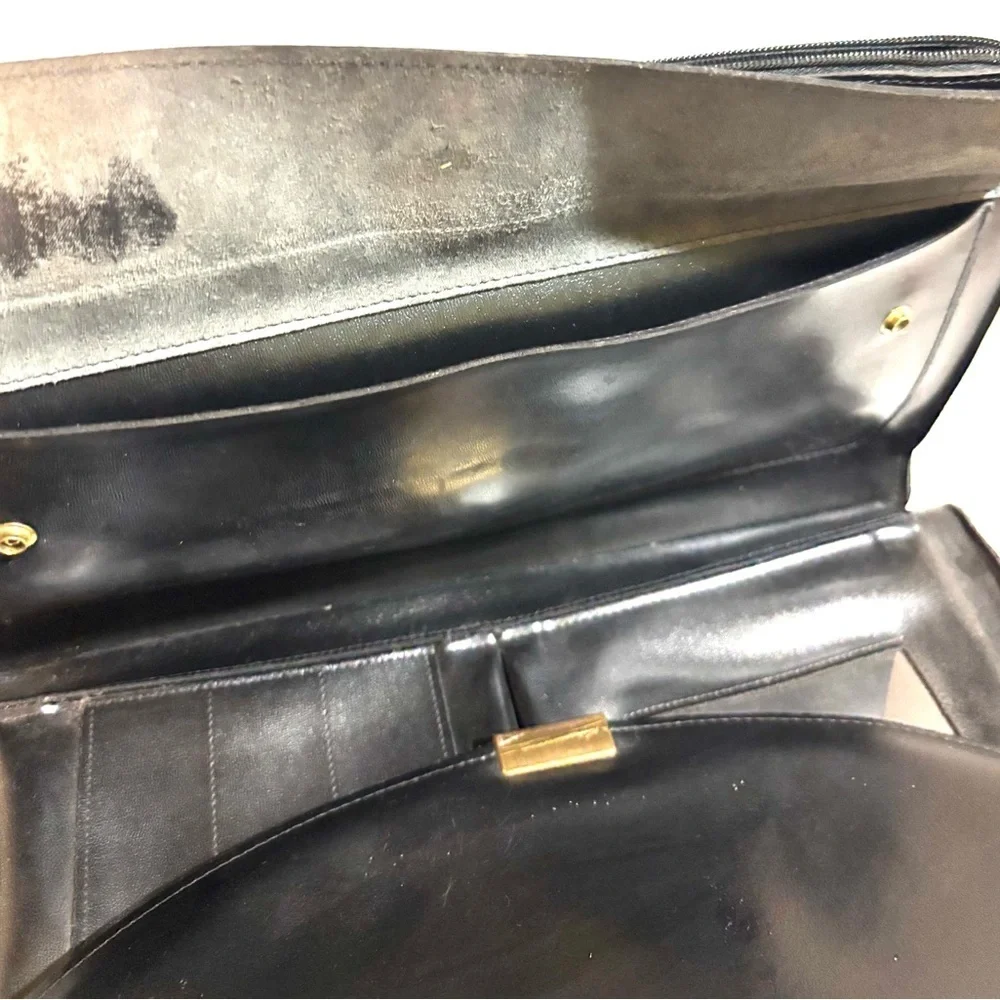 Vintage Black Leather Messenger Bag